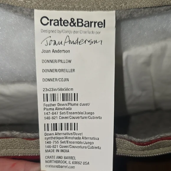 24" Crate & Barrel Holiday Pillow - Picture 3 of 4